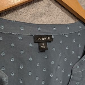 torrid Tops - Torrid Emma dusty blue dot babydoll tunic torrid Tops - Torrid Emma dusty blue dot babydoll tunic